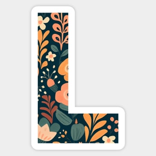 Whimsical Floral Letter L Sticker